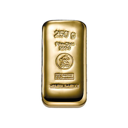 250g Goldbarren gegossen - LBMA-zertifiziert
